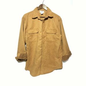 Vintage Men’s Ochre Faux Suede Button Down Shirt
